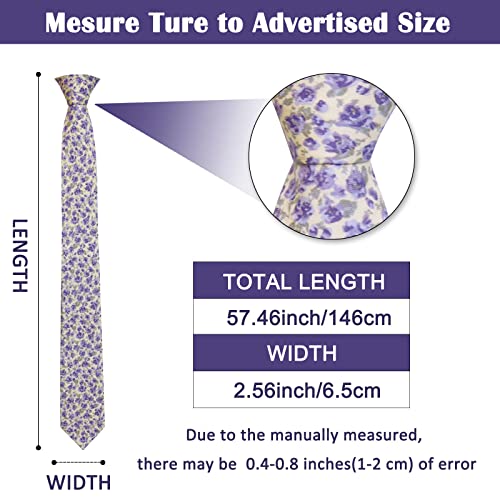 Image of Mantieqingway Men Skinny Tie Cotton Floral Necktie for Wedding Groomsmen Tie