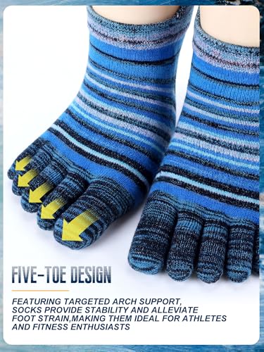 Image of Fourluoo 3 /6 Pairs Women Toe Socks Cotton Breathable Ankle Five Toe Socks for Men Women Athletic Running