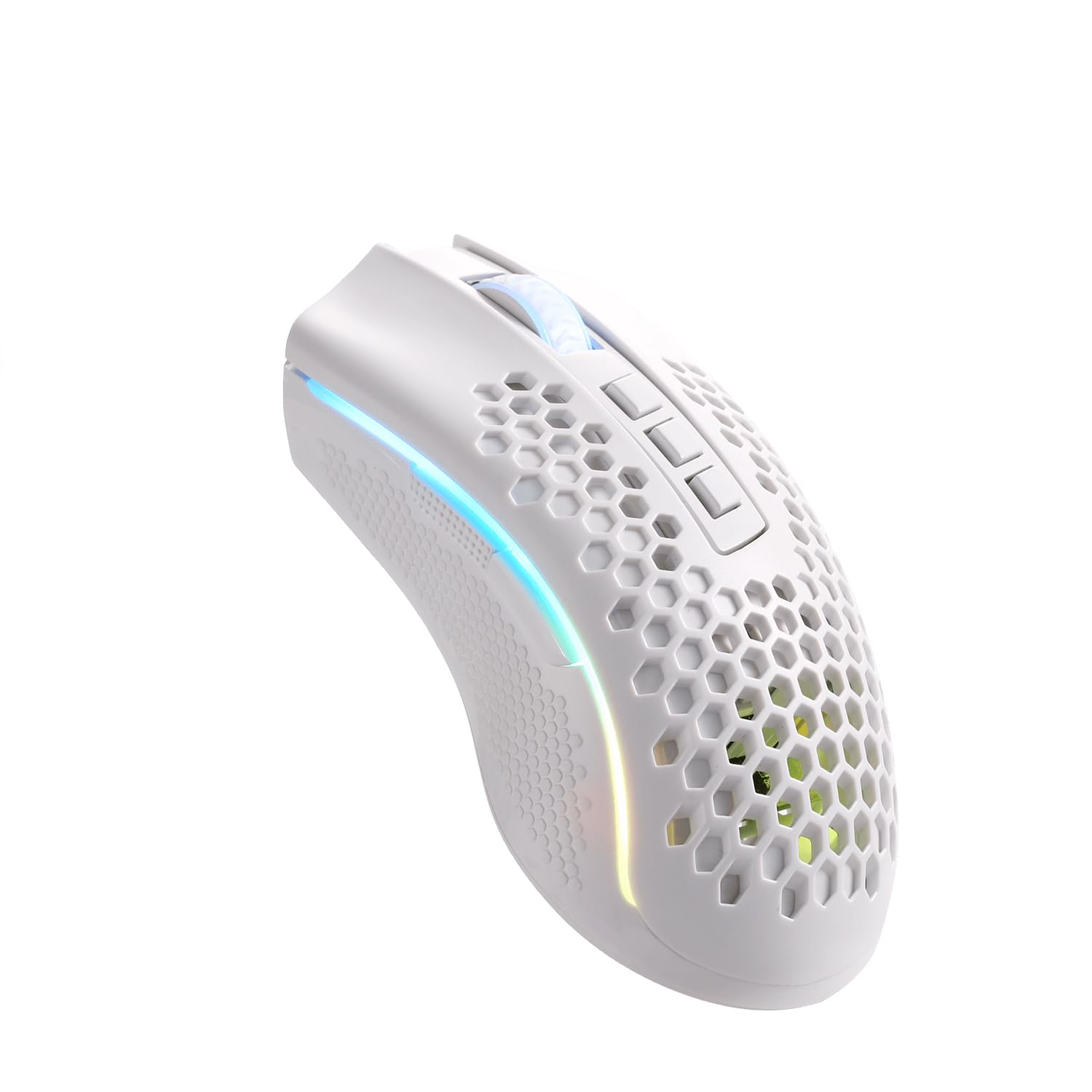 REDRAGON Mouse Gamer Storm Pro M808w-ks blanc sans fil, forme de nid d'abeille, sans fil, 2,4 GHz, dongle USB/câblage USB, 16 000 dpi - 8 boutons programmables
