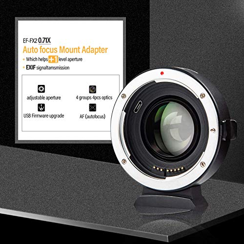 Lens Adapter EF-FX2 Auto-Focus 0.71x Speed-Booster Converter for Canon EF Lens to Fuji X-Mount Mirrorless Cameras X-T2 X-T20 X-T10 X-T100 X-PRO2 X-E3 X-A20 X-A5 - Thumbnail 6