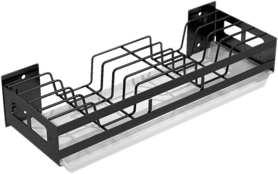 Ciieeo Kitchen Storage Rack, Black Wall-Mounted 201 Stainless Steel