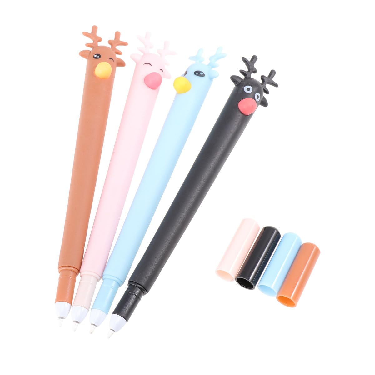 VALICLUD Lot de 8 Mini Stylos à Bille Colorés en Forme de Renne pour Noël, L'école Et Le Bureau