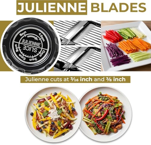 Image of Gramercy Adjustable Mandoline Food Slicer, Mandoline Slicer for Kitchen, Mandolin, Potato, Tomato, Carrot, Vegetable, Fruit and Onion Cutter - Stainless Steel - INCLUDING 1 Pair Cut-Resistant Gloves
