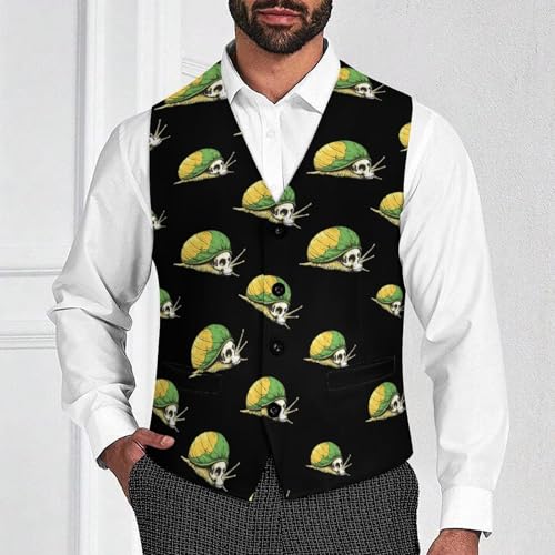 Snail Skull Suit Vest for Men Waistcoat Dressy V Neck Button Down Sleeveless Business Jacket Coat4