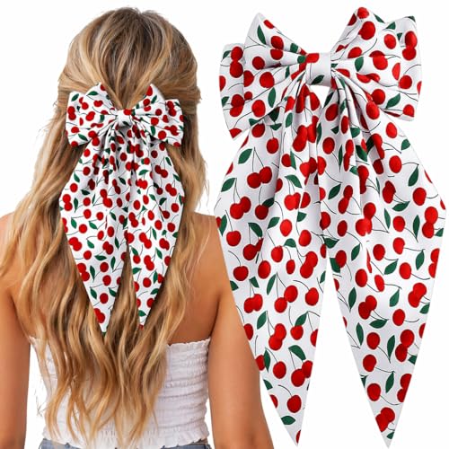 Pinza para cabello oversized con moño de cereza