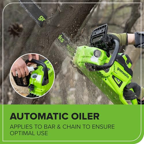 Image of Greenworks 40V 18 inch Brushless Cordless Chainsaw, 5.0Ah Battery and Charger Included