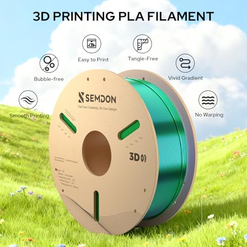 Image of Dual-Color Silk PLA Filament 1.75mm, Deep Sea Blue-Emerald Green Gradient PLA, ±0.02mm Accuracy, Metallic PLA 3D Printing Filament for Christmas Decor,Cosplay,DIY,1KG(2.2lbs) Spool