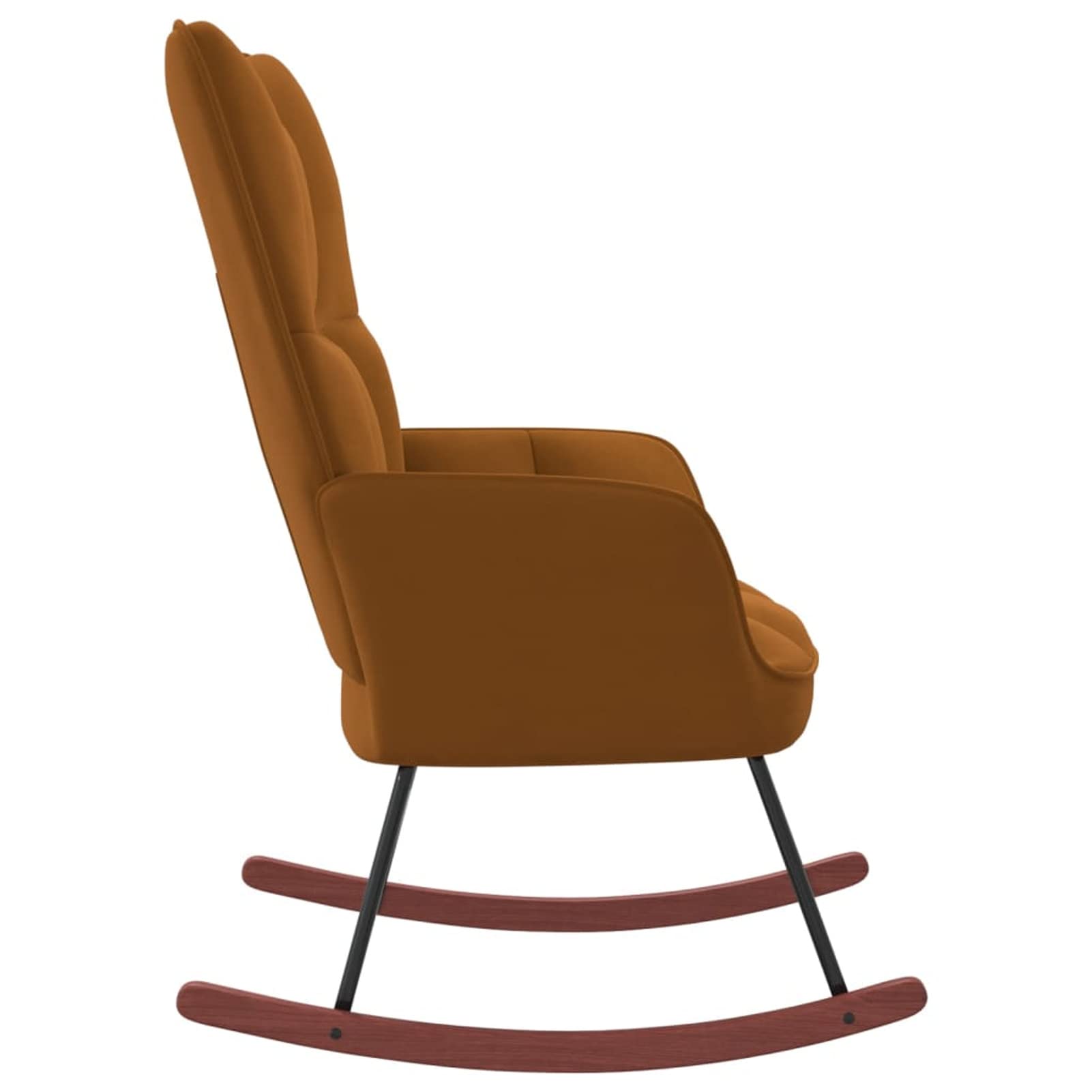LAPOOH Brązowe aksamitne krzesło bujane, fotele do salonu, fotel do karmienia, fotel bujany do karmienia, fotel relaksacyjny, fotel bujany do salonu, wygodne fotele bujane - 328147