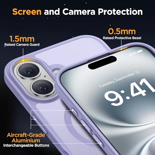 Image of Miracase Magnetic Series for iPhone 16 Case [Compatible with MagSafe] Military-Grade Protection, Anti-Fingerprint, Slim Phone Case for iPhone 16 6.1 inch - Light Purple