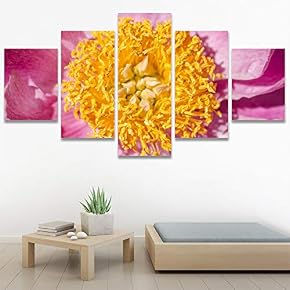 SIGNWIN 5 Panel Canvas Wall Art Bright Flowers...