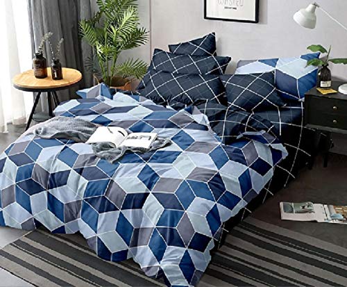 Laying Style Soft Glace Cotton King Size Duvet Cover II Razai Cover II Quilt Cover for Double Bed Size with Zipper Dohars 90x100 inch- Multicolor-picture-14