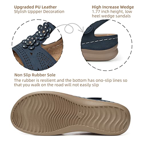 Image of SHIBEVER Dressy Wedge Women Sandals: Comfortable Arch Support Summer Sandal | Dress Orthopedic Ankle Back Strap Casual Open Toe Womens Sandals - All-Day Comfort Walking Memory Foam Flat Sandal Shoes
