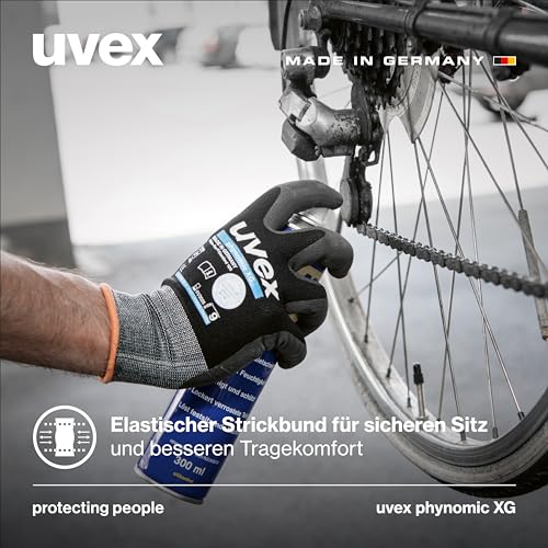 Foto von Uvex phynomic XG, 3 Paar - Montagehandschuh, Schutzhandschuh, Arbeitshandschuh - extra grip, wiederstandsfähig & feinfühlig - schwarz, grau - Größe 08/M