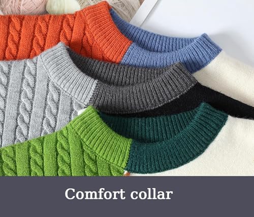 Mens Crewneck Pullover Patchwork Pullovers, Long Sleeve Crew Loose Knitwear, Men's Winter Warm Sweaters4