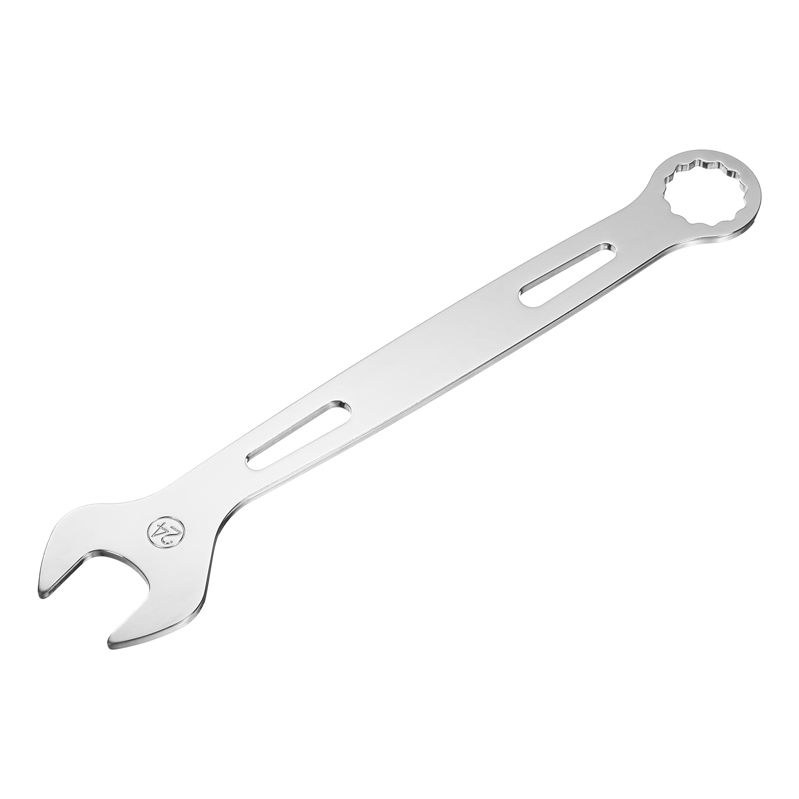 sourcing map Combination Wrench 24mm Metric Super Thin 12-Point Box and Open End Chrome Vanadium Steel Double Ended Spanner Tool for Automotive Furniture Machinery DIY Repair, Silver