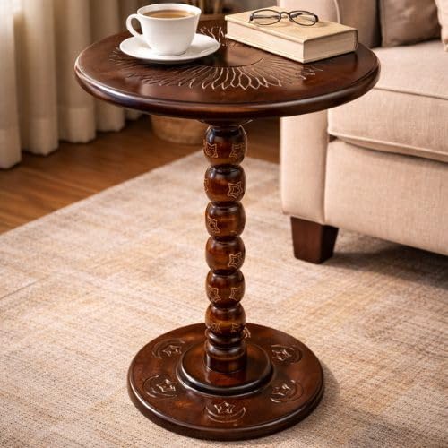 Image of Wooden Nesting Table, End Table for Living Room Side Table for Bedroom Pedestal Modern Coffee Table (Brown)
