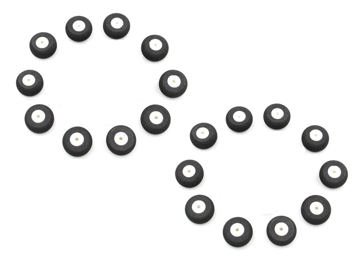 Sparkhobby RC Plane Wheels, 16-20mm Sponge Tires, Black Airplane Wheels 16MM 20MM Airplane Sponge Wheels Sponge Tire For RC Airplane Helicopter (20MM 20PCS)