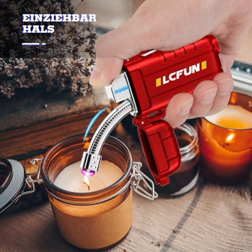Encendedor eléctrico LcFun recargable, el regalo ideal a prueba de viento con batería LED 3
