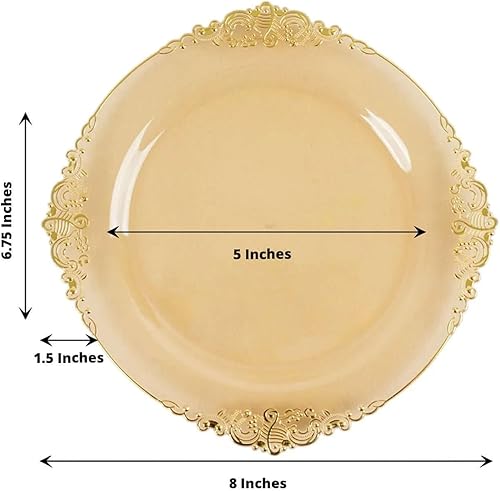 Miniatura 199 de Efavormart - Paquete de 10 platos llanos redondos de plástico de 10 pulgadas en verde salvia vintage, platos desechables barrocos en relieve
