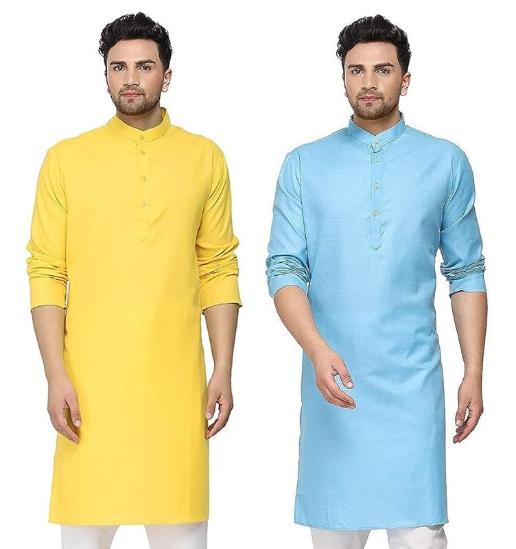 Image of WESTCORE Men's Cotton Kurta Combo - Pack of 2 | Traditional Ethnic Wear for Festivals & Celebrations