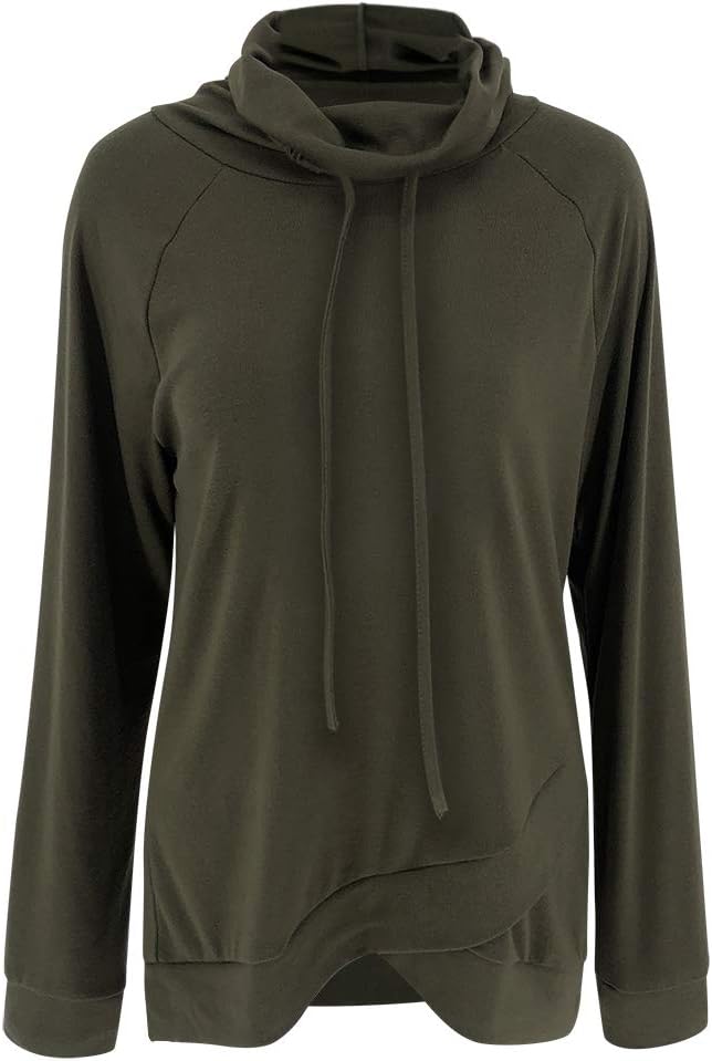 Orchidays Womens Long Sleeve Sweatshirt Cowl Neck Workout Tunic Tops Casual Drawstring Pullovers - Image 4