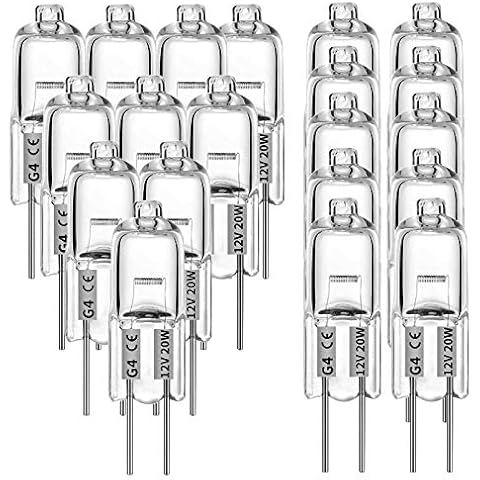 KAKALUOTE G4 Halogen Light Bulbs 12V 20W Halogen Bulbs G4 Base 2 Pin Warm White 2700K Light Bulbs for Chandeliers,Under Cabinet Puck Light,Track Lighting,Cooker Lighting(20 Pack) Cover