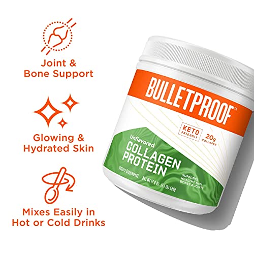 Bulletproof Unflavored Collagen Protein Powder, 18G Protein, 14.3 Oz, Grass Fed Collagen Peptides And Amino Acids For Healthy Skin, Bones And Joints #TOP3