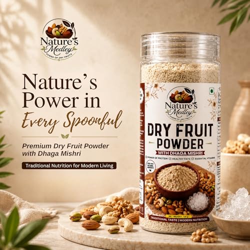 Image of Nature's Medley Premium Nuts and Seeds Dry Fruit Powder With Dhaga Mishri | Mixed DryFruit Powder | No Added Sugar | No Preservatives | Dryfruits Powder 125g