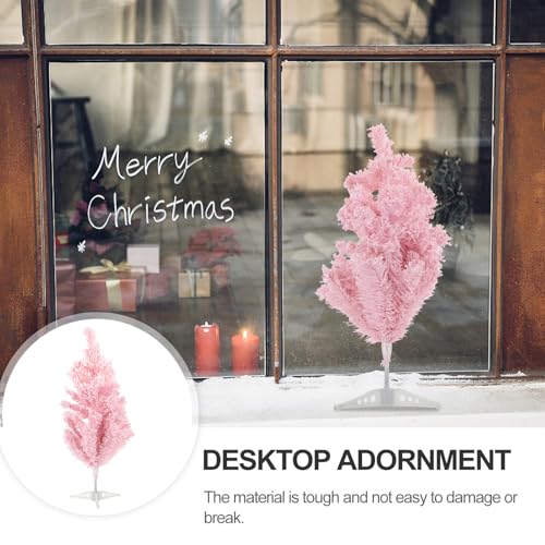 Árbol de Navidad flocado rosa mini como obsequio navideño original de mesa 6