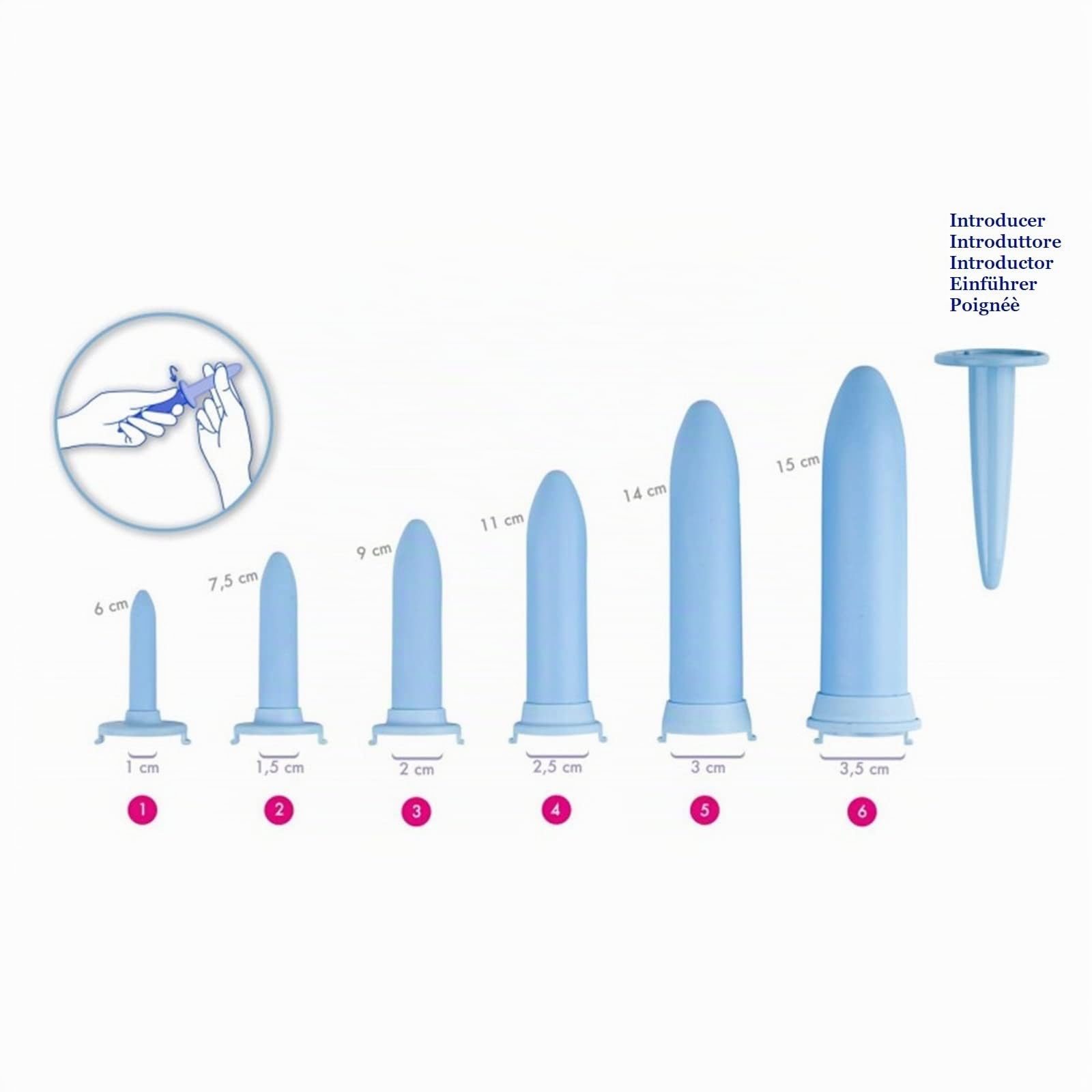 MED ITALIA SERVICE - Dilatateurs vaginaux flexibles pour réduire la douleur pelvienne en cas de vaginisme ou de vulvodynie pour les femmes - Kit de 6 unités (SOFT)