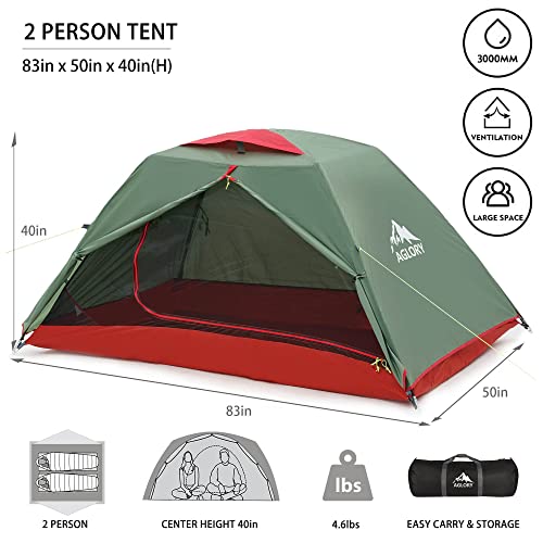 Camping Tent For 1 To 2 Person,Lightweight Backpacking Tent, Easy Setup Waterproof Family Tents For Hiking, Mountaineering & Outdoor(Green) #TOP1