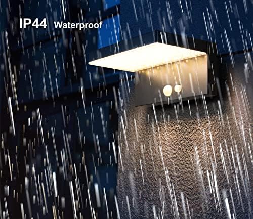 DAWALIGHT Solar Lights Outdoor Garden IP44 Waterproof Security Lights with Motion Sensor 3 Mode Smart Wall Light LED Warm White Wall Sconce for House Front Door Fence, Aluminum, Black
