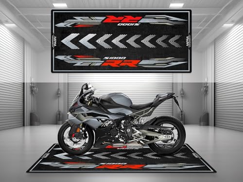 wibeart MPM Motorcycle Mat for S1000 RR Washable Non-Slip Oil & Water Resistant Parking Pitmat for Garage, Showroom, Workshop Use | 2025 Sport - Size 2: 102 x 47/260 x 120 cm