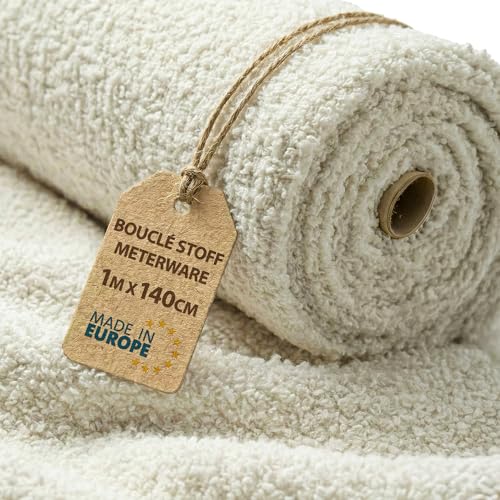 Tissu Bouclette au Metre 1 M x 140 cm - Tissu Ameublement Textile Deco Ideal pour Coussin Canape...