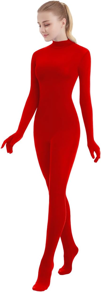 SUPRNOWA Full Body Unitard Turtleneck Spandex Footed/Footless Long Sleeve Unisex