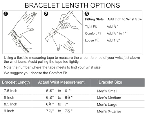 LeCalla Solid 925 Sterling Silver Curb Chain Bracelet for Men | Italian 6mm, 7mm Diamond Cut Cuban Link Curb Chain Bracelet (7.5, 8, 8.5 & 9 Inches), Made in Italy2