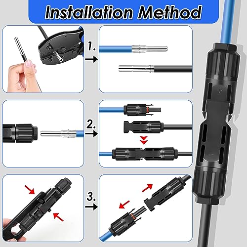 Selizo 12 Paar Solar Stecker Set, IP67 Solarpanel Solarstecker PV Stecker 6mm2 Männlich/Weiblich Solarpanel Kabelstecker, Solar Verbinder, Solar Panel Kabel Anschlüsse Stecker