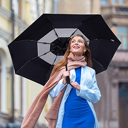 G4Free Upf 50+ Uv Protection Travel Umbrella 46 Inch Windproof Silver Coating Sun Blocking Umbrella (Silver/Black) #TOP6