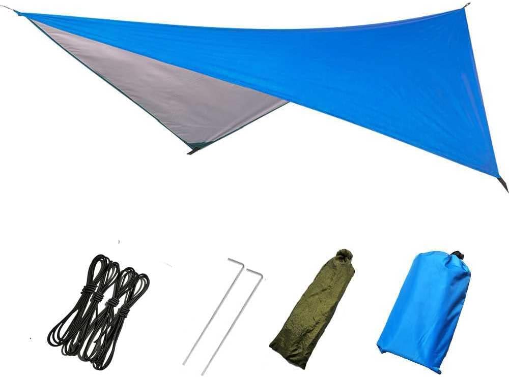 Waterproof Camping Shelter Tent Tarp,Camouflage Outdoor Portable Lightweight Rainproof Mat RainTent (Blue,2.3x1.4m)