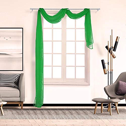 Boyouth Magnifique voile transparent et élégant de couleur unie pour décoration de fenêtre, écharpe, cantonnière, rideau long pour décoration de maison, mariage (89 x 400 cm, vert clair) 1 panneau Cover