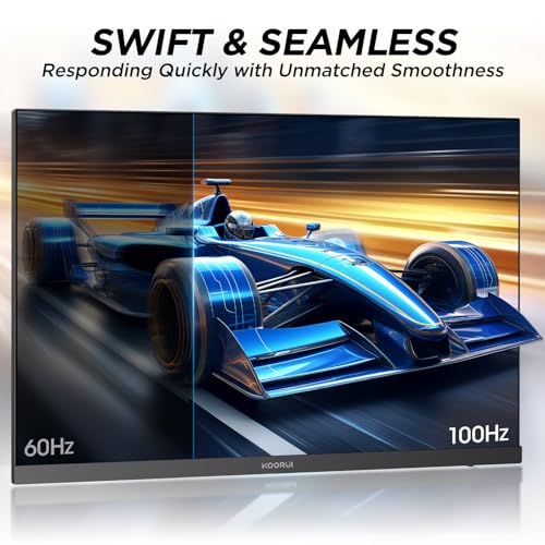 KOORUI Monitor 27 Zoll, PC Bildschirm Rahmenlos (FHD 1920 * 1080, IPS, 100Hz, HDMI 1.4 & VGA, VESA 75 * 75mm,Eye Care) Höhenverstellbar, Drehbare-27N6 – Bild 5