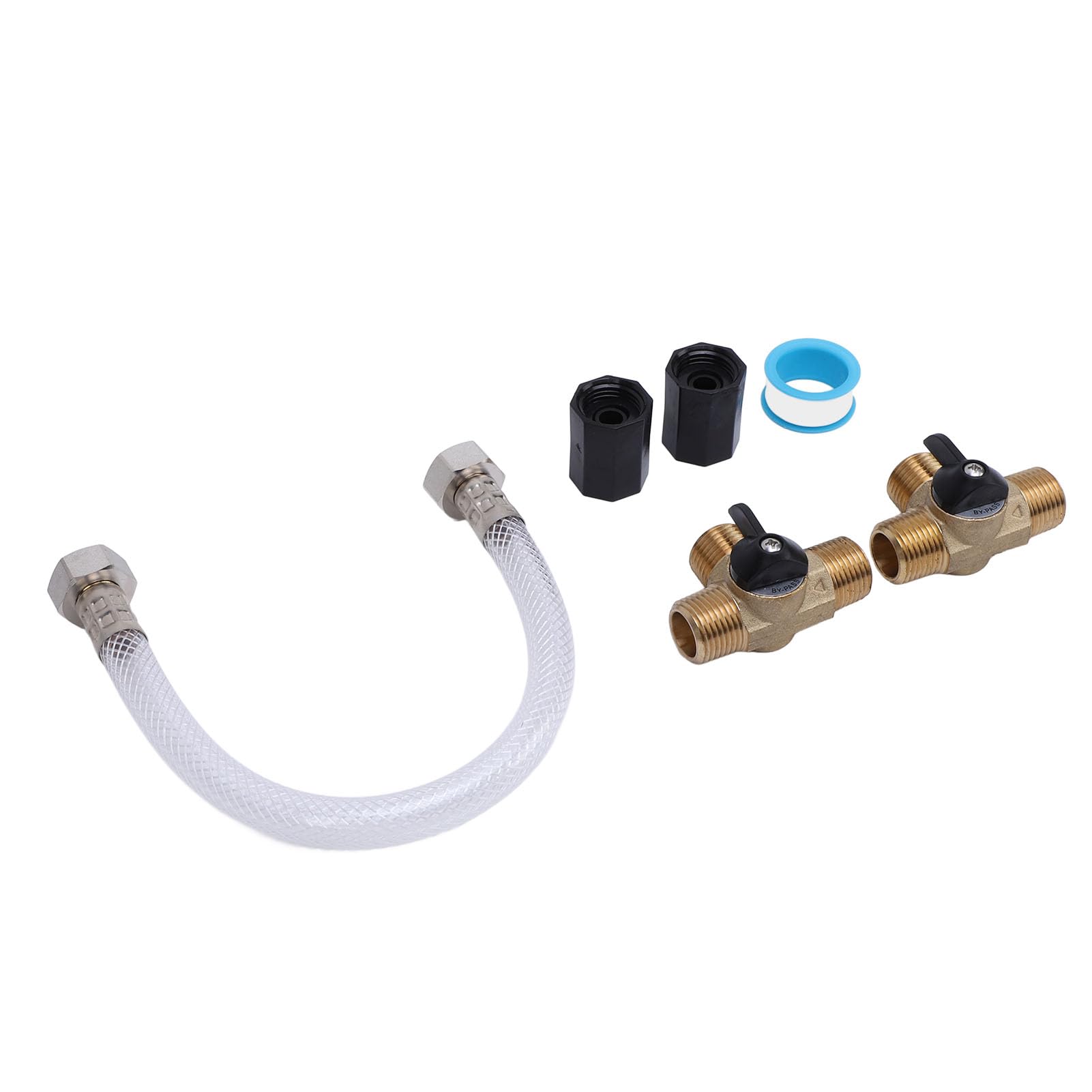 Kit de derivación de calentador de agua para caravana, con válvulas de latón robustas, conectores macho y hembra, con mango intuitivo para facilitar, Negro -