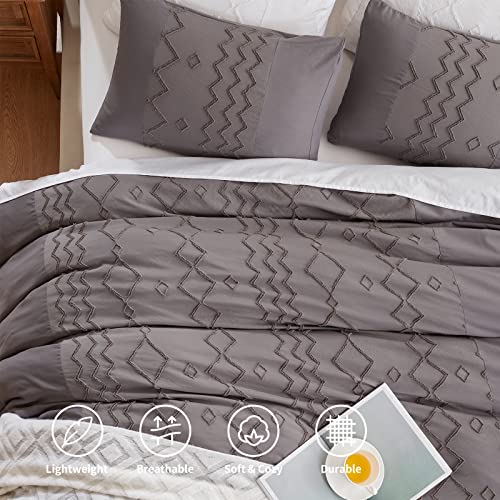 Leaonme Twin Duvet Cover-66 X90, Lightweight Grey Duvet Cover Set 2 Pieces With Zipper Closure And Corner Ties, Soft Washed Microfiber Shabby Diamond Bedding Duvet Covers For All Seasons #TOP3