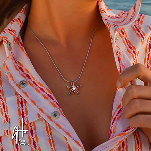 NAUTORA Starfish Necklace - Sterling Silver and Vitreous Enamel with Chain - Image 4