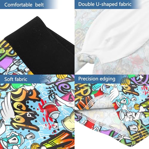 Men's Underwear Cartoon Graffiti Boxer Briefs Soft Comfort Short Leg Trunks S-XXL4