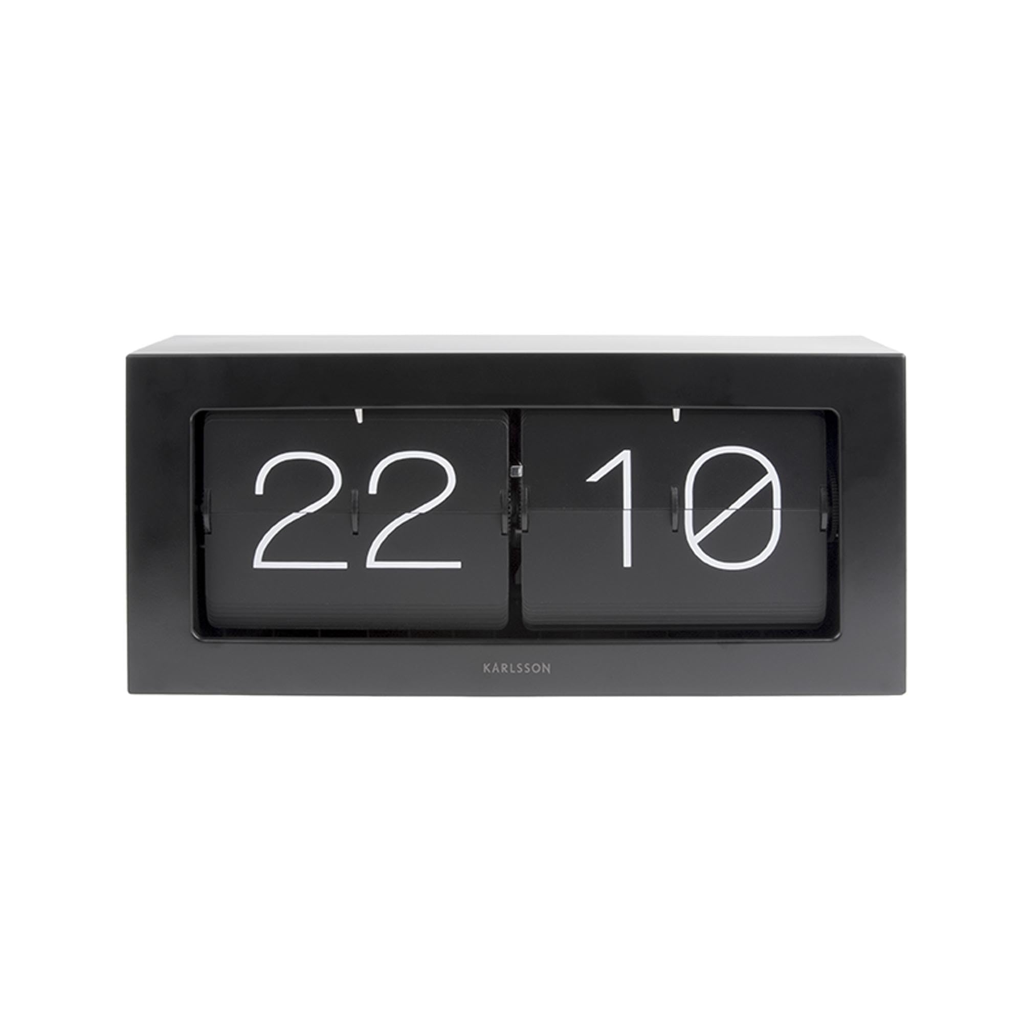 Karlsson Wand-/Tischuhr Boxed - Flip XL - Schwarz - 37x17,5x9cm | Rechteck - Stahl - Standuhr - Tisch Uhr