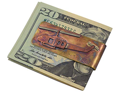 Artisan-Crafted Bronze Money Clip with UH-1 Huey Military Helicopter Design2