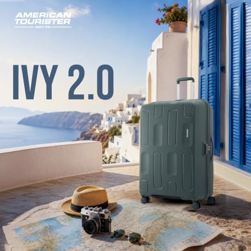Image of American Tourister Ivy 2.0 | Large Size Check-in Trolley Bag (79 cm) | 360 8 Wheel Travel Luggage | Hard Case Polypropylene (PP) Suitcase | Combination Lock | Dark Forest