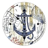 LUIJORGY Orologio vintage in legno con ancora oceano, tempo oceano, costiero, alta marea, bassa marea, rustico, in legno, movimento nautico, decorazione vintage per casa sulla spiaggia, cucina, arte
