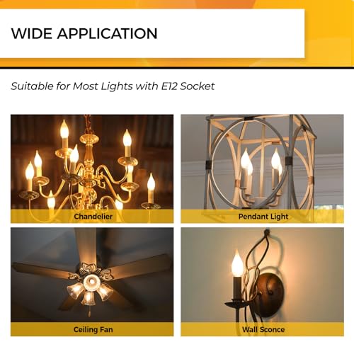 Hizashi Frosted Candelabra Light Bulbs, 40W Eq Dimmable, 2700K 12 Pack - image 7